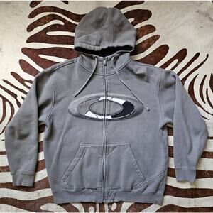 Vintage Y2K Oakley Forged Goods Hoodie Sweatshirt Full Zip O Logo Sz L